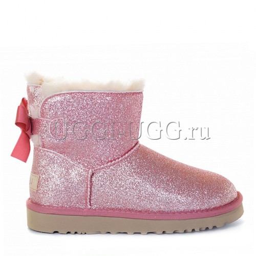 UGG Mini Bailey Bow Sparkle Boot Pink 
