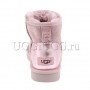Розовые мини угги с кожаным задником UGG Classic Mini II Metallic Dusk