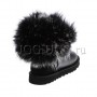 Женские угги с мехом лисы чернобурки черные обливные UGG fox fur metallic black