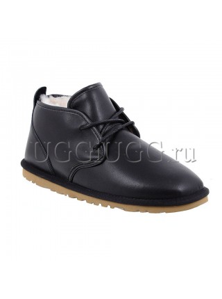 Черные кожаные мужские угги ботинки UGG Mens Maksim Leather Black