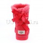 Угги для девочки с лентой красные кожаные UGG Kids Bailey Bow Metallic Red