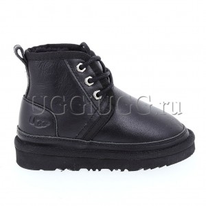 Детские угги ботинки черные обливные UGG Kids Neumel II Boot Metallic Black