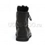 Черные угги на шнурках UGG CLASSIC SHORT LODGE BLACK