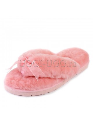 Тапочки угги шлепанцы розовые UGG Fluff Flip Flop Pink