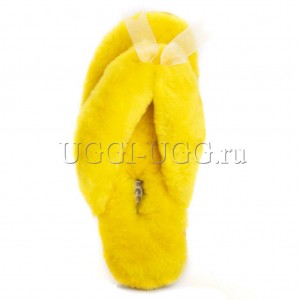 Тапочки угги шлепанцы желтые UGG Fluff Flip Flop Yellow