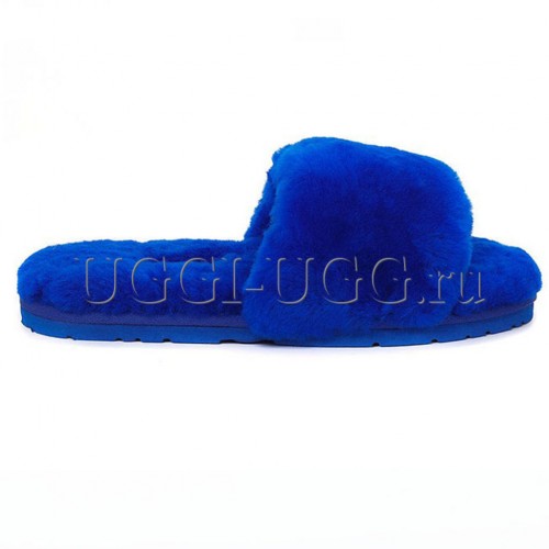 Тапочки угги ярко-синие открытые UGG Fluff Slide Electric Blue