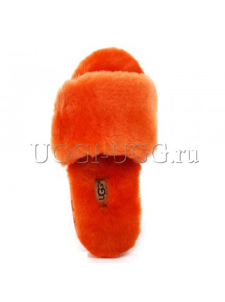 Тапочки угги открытые оранжевые UGG Fluff Slide Orange