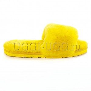 Тапочки угги открытые желтые UGG Fluff Slide Yellow