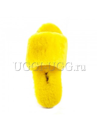 Тапочки угги открытые желтые UGG Fluff Slide Yellow