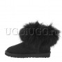 Женские угги с лисой черные UGG Fox Fur Only Black