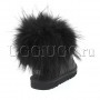Угги с мехом чернобурки черные кожаные UGG Australia fox fur black