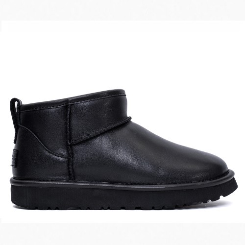 Мужские кожаные угги UGG Mens Classic Ultra Mini Leather Black