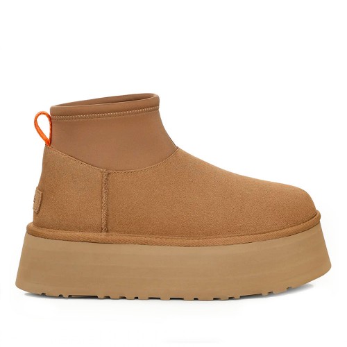 Каштановые ботильоны на платформе UGG Classic Mini Dipper Chestnut