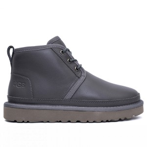 Женские ботинки угги серые кожаные UGG Neumel Boot Leather Grey