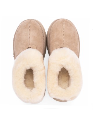 Слипоны на платформе бежевые UGG Platform Slipper Sand