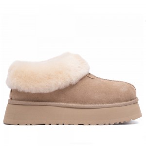 Слипоны на платформе бежевые UGG Platform Slipper Sand