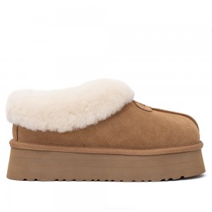 Слипоны на платформе каштановые UGG Platform Slipper Chestnut