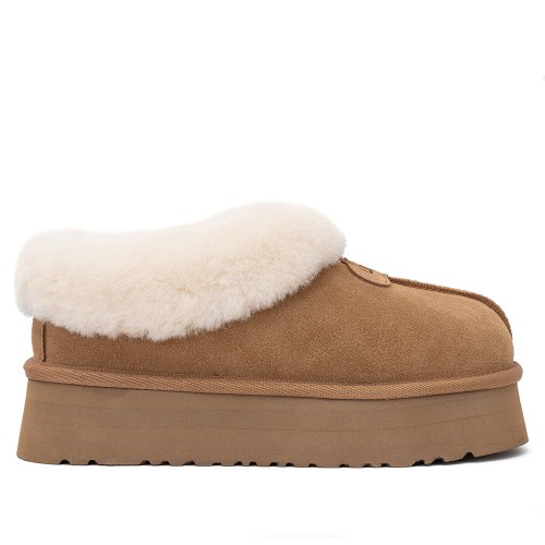 Каштановые слипоны на платформе UGG Platform Slipper Chestnut