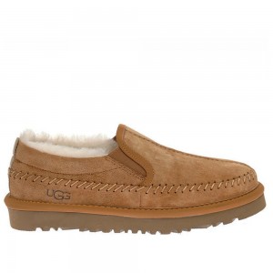 Слиперы с мехом каштановые UGG Stitch Slip On Chestnut