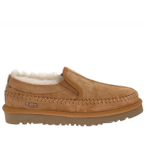 Каштановые слипоны с мехом UGG Stitch Slip On Chestnut