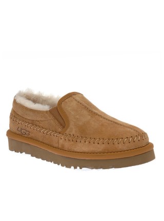 Слиперы с мехом каштановые UGG Stitch Slip On Chestnut