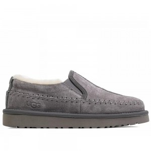 Слипоны с мехом серые UGG Stitch Slip On Grey