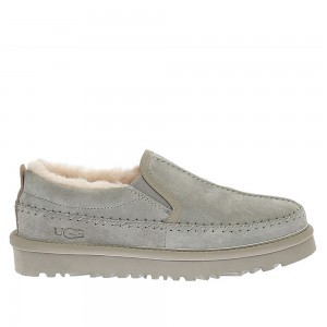 Слиперы с мехом светло-серые UGG Stitch Slip On Grey Violet