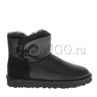 Черные обливные угги мини с пуговицей UGG Australia Bailey Button Mini Metallic Black