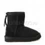 Детские угги на молнии кожаные черного цвета UGG Kids Short Zip Metallic Black