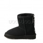 Детские угги на молнии кожаные черного цвета UGG Kids Short Zip Metallic Black