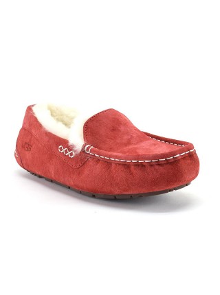 Мокасины угги с мехом красные UGG Moccasins Ansley Red