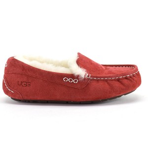 Мокасины угги с мехом красные UGG Moccasins Ansley Red