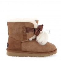 Мини угги с помпонами спереди рыжие UGG Gita Chestnut