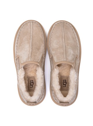 Слипоны с мехом бежевые UGG Stitch Slip On Sand