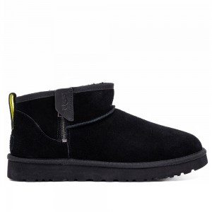 Мужские угги на молнии черные UGG Mens Classic Ultra Mini Zip Boot Black