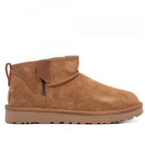 Мужские угги на молнии каштановые UGG Mens Classic Ultra Mini Zip Boot Chestnut